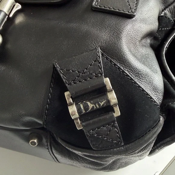 Dior Cannage Rebelle Leather and Suede Satchel Handbag - Picture 8 of 14